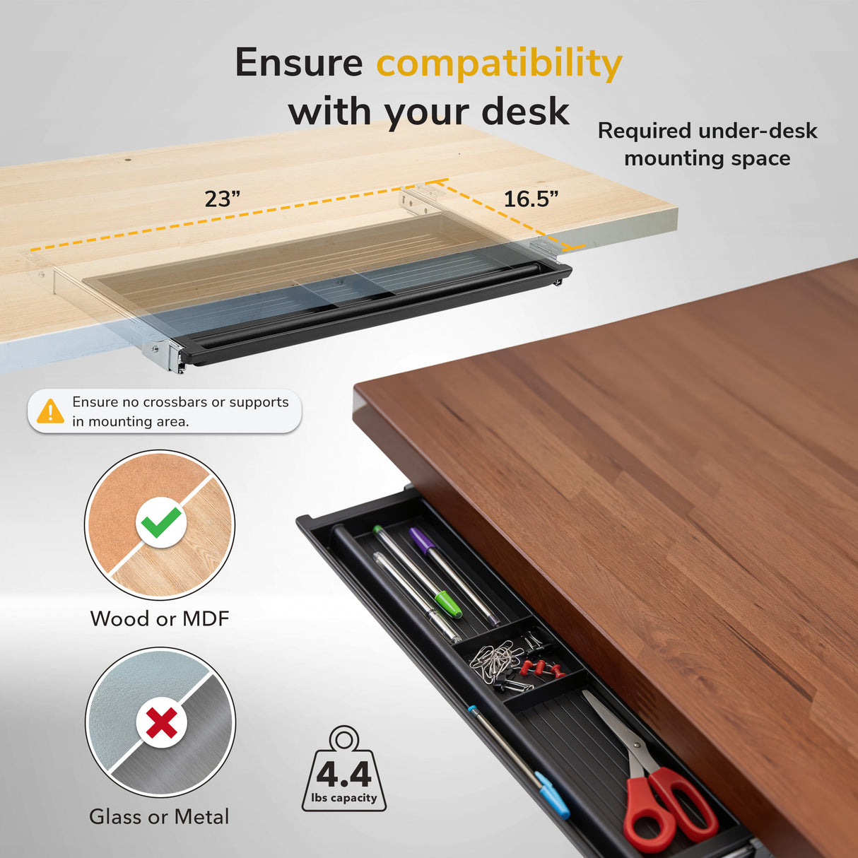 Under Desk Slide Out Pencil Drawer
