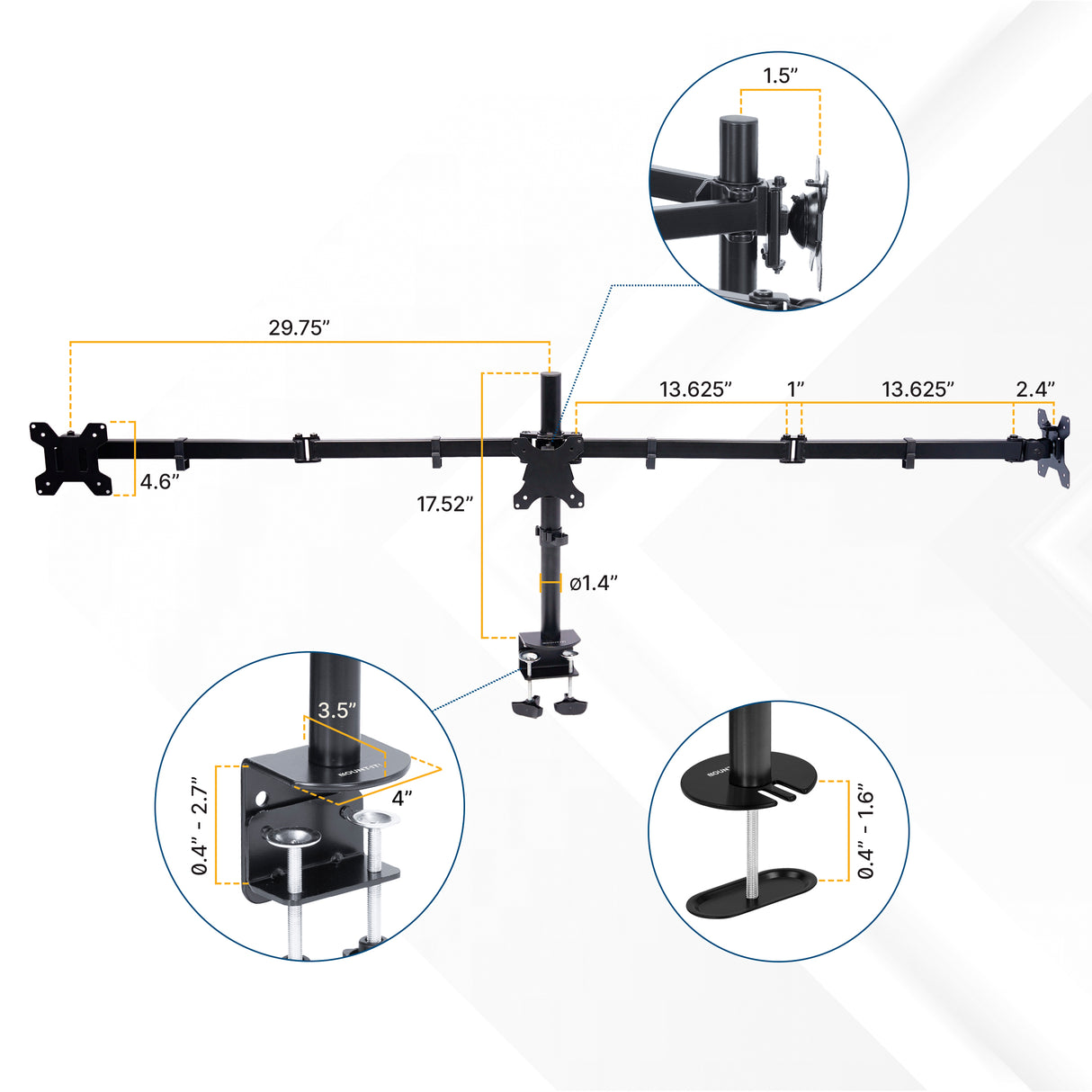 Full-Motion Triple Monitor Mount
