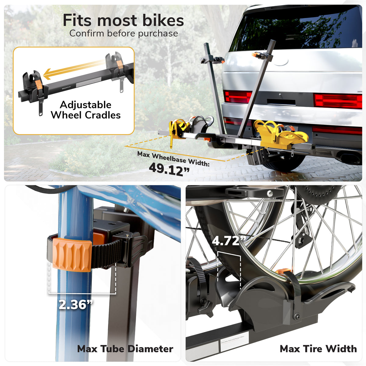 Hitch Bike Rack with Ramp for 2 Bikes