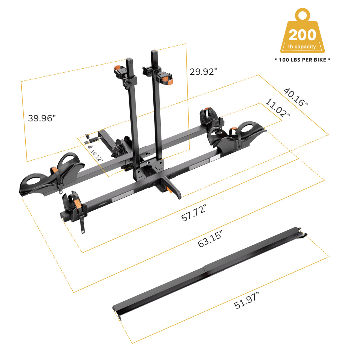 Hitch Bike Rack with Ramp for 2 Bikes