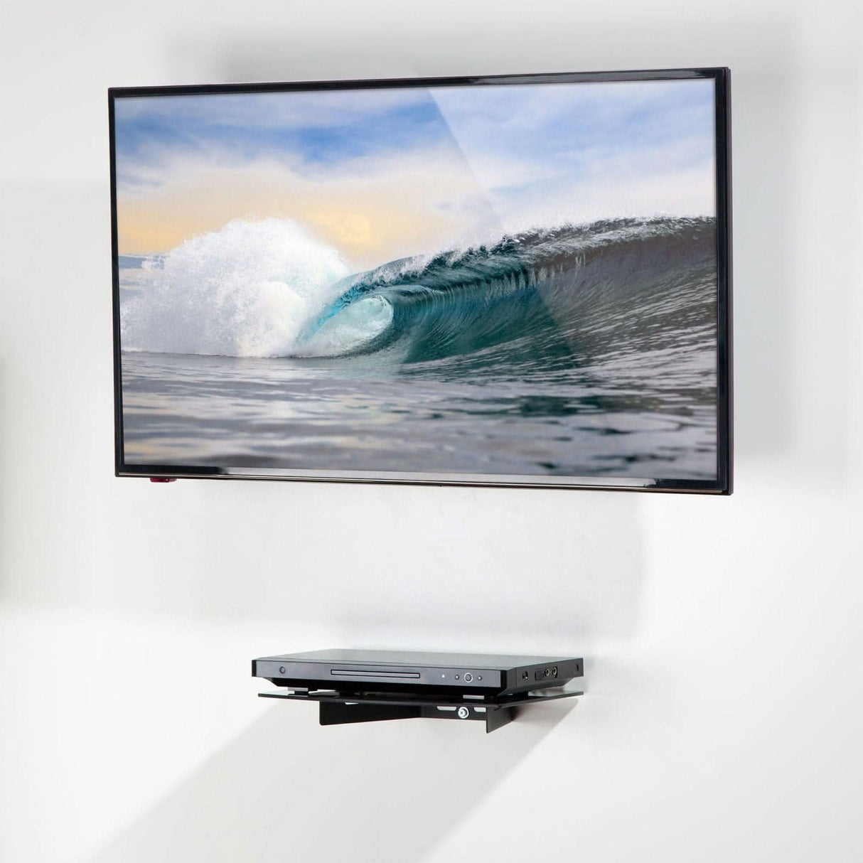 A/V Component Wall Mounted Glass Shelf Component Shelves - A/V Component Wall Mounted Glass Shelf - Mount-It! - MI-895