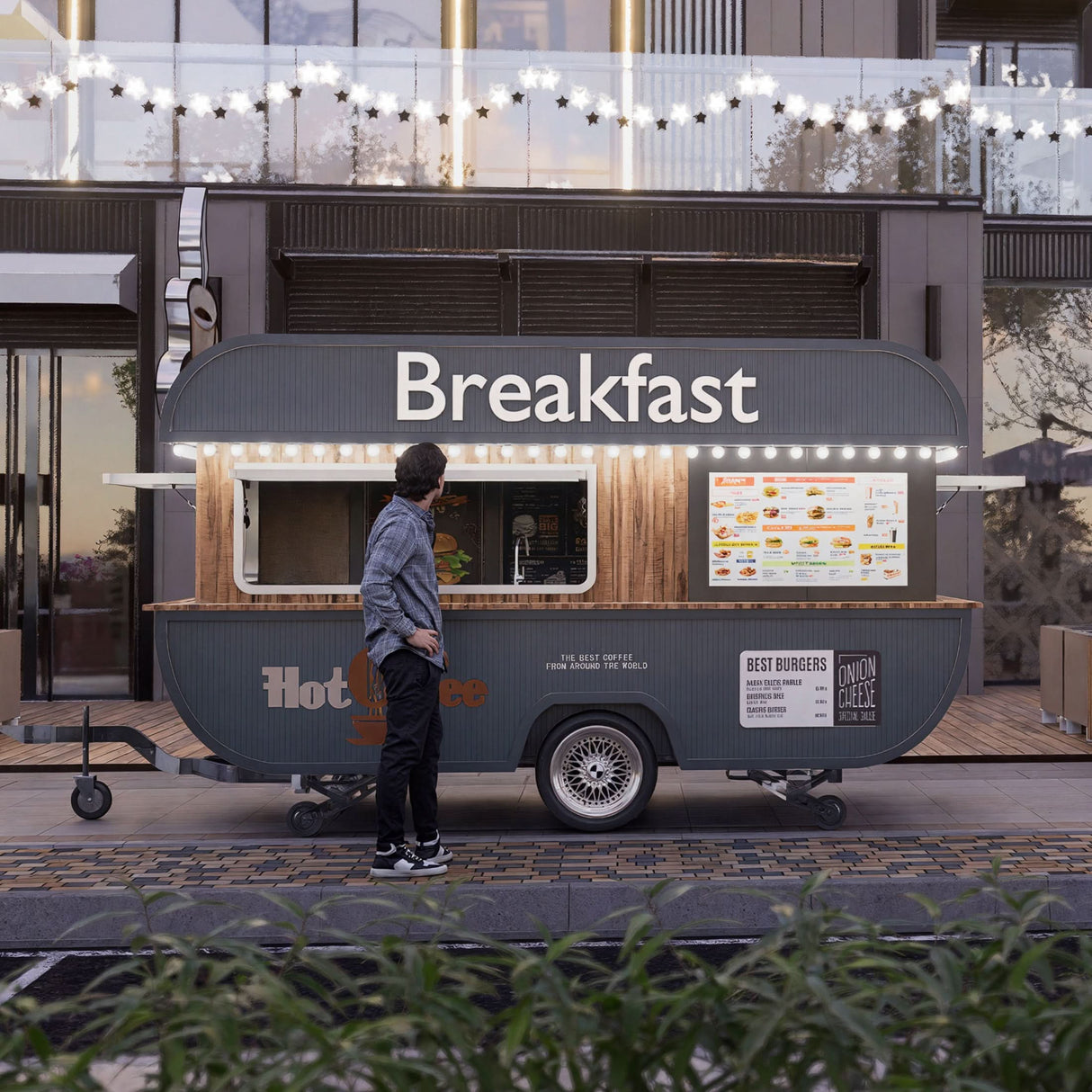 Anti-Rust RV TV Wall Mount Anti-Rust RV TV Wall Mount installed on a food truck with person looking at the menu