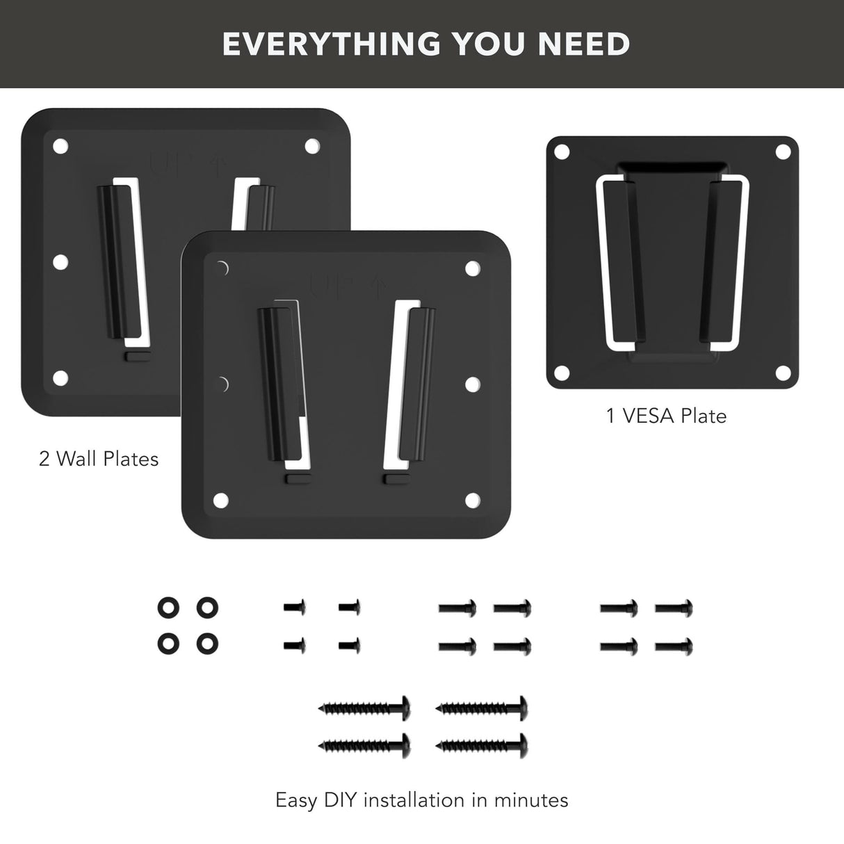 Anti-Rust RV TV Wall Mount Anti-Rust RV TV Wall Mount package contents 2 wall plates, 1 vesa plate, hardware kit