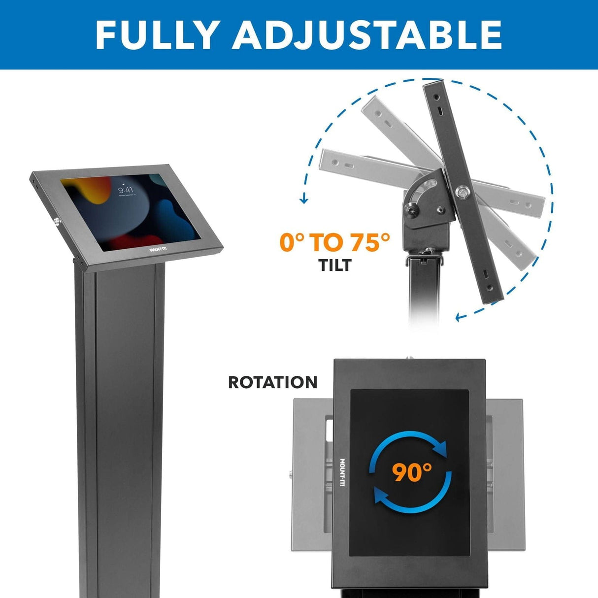 Anti-Theft Tablet Kiosk for iPad, iPad Air, iPad Pro Tablet Stand - Anti-Theft Tablet Kiosk for iPad, iPad Air, iPad Pro - Mount-It! -