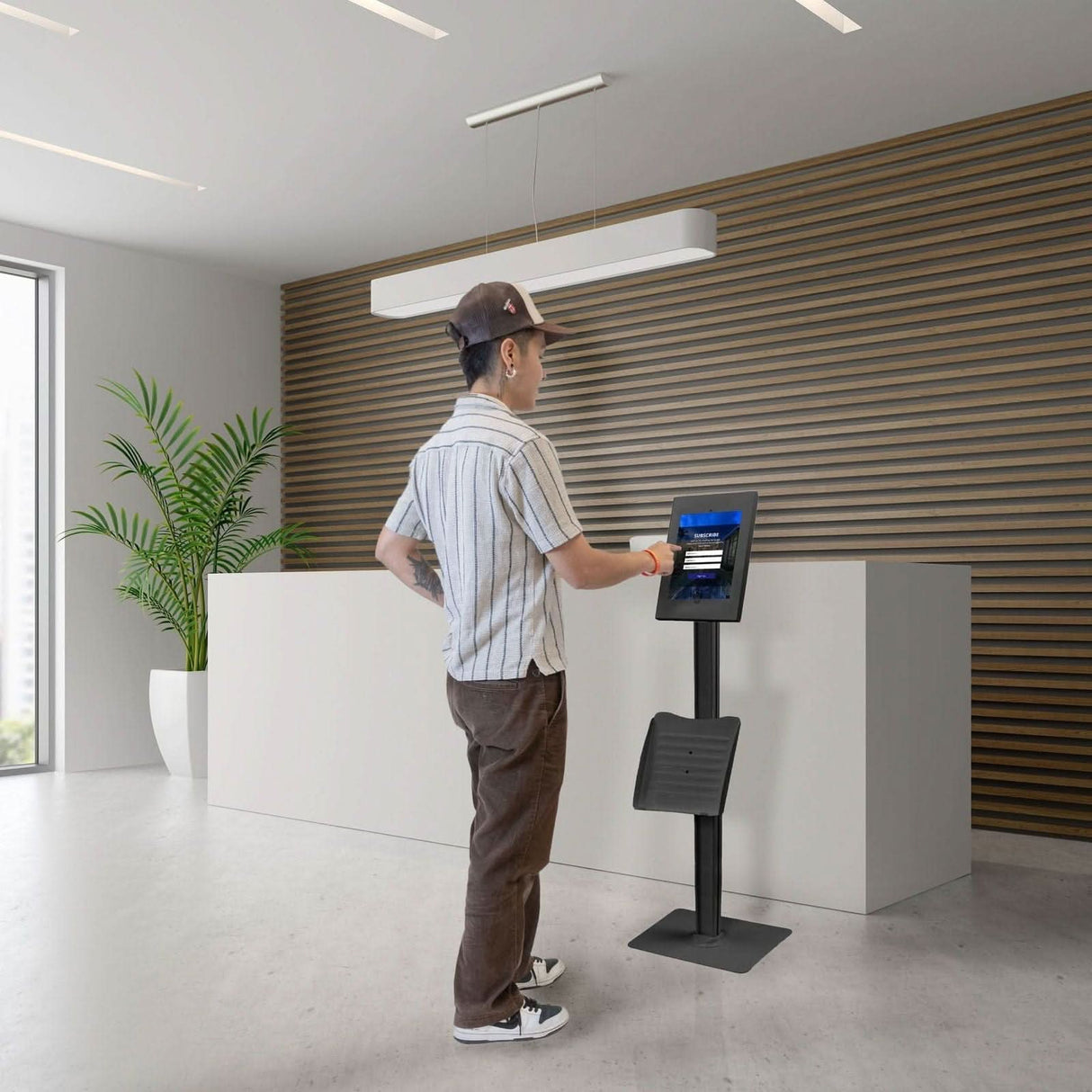 Anti-Theft Tablet Kiosk with Document Holder for iPad, iPad Air, iPad Pro Tablet Stand - Anti-Theft Tablet Kiosk with Document Holder for iPad, iPad Air, iPad Pro - Mount-It! -