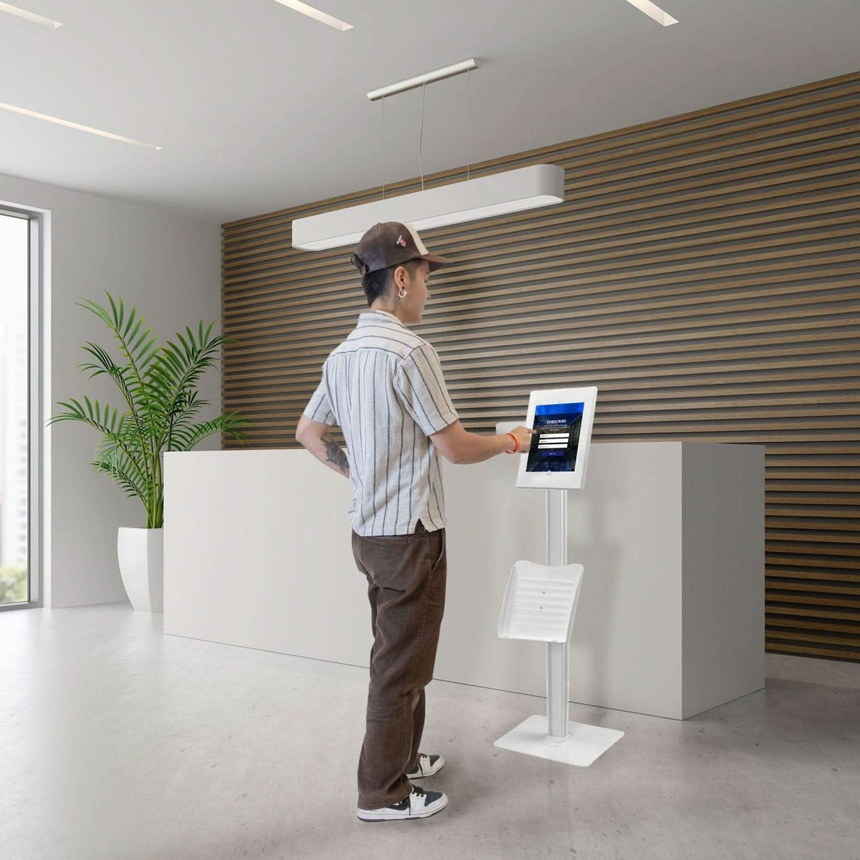 Anti-Theft Tablet Kiosk with Document Holder for iPad, iPad Air, iPad Pro Tablet Stand - Anti-Theft Tablet Kiosk with Document Holder for iPad, iPad Air, iPad Pro - Mount-It! -