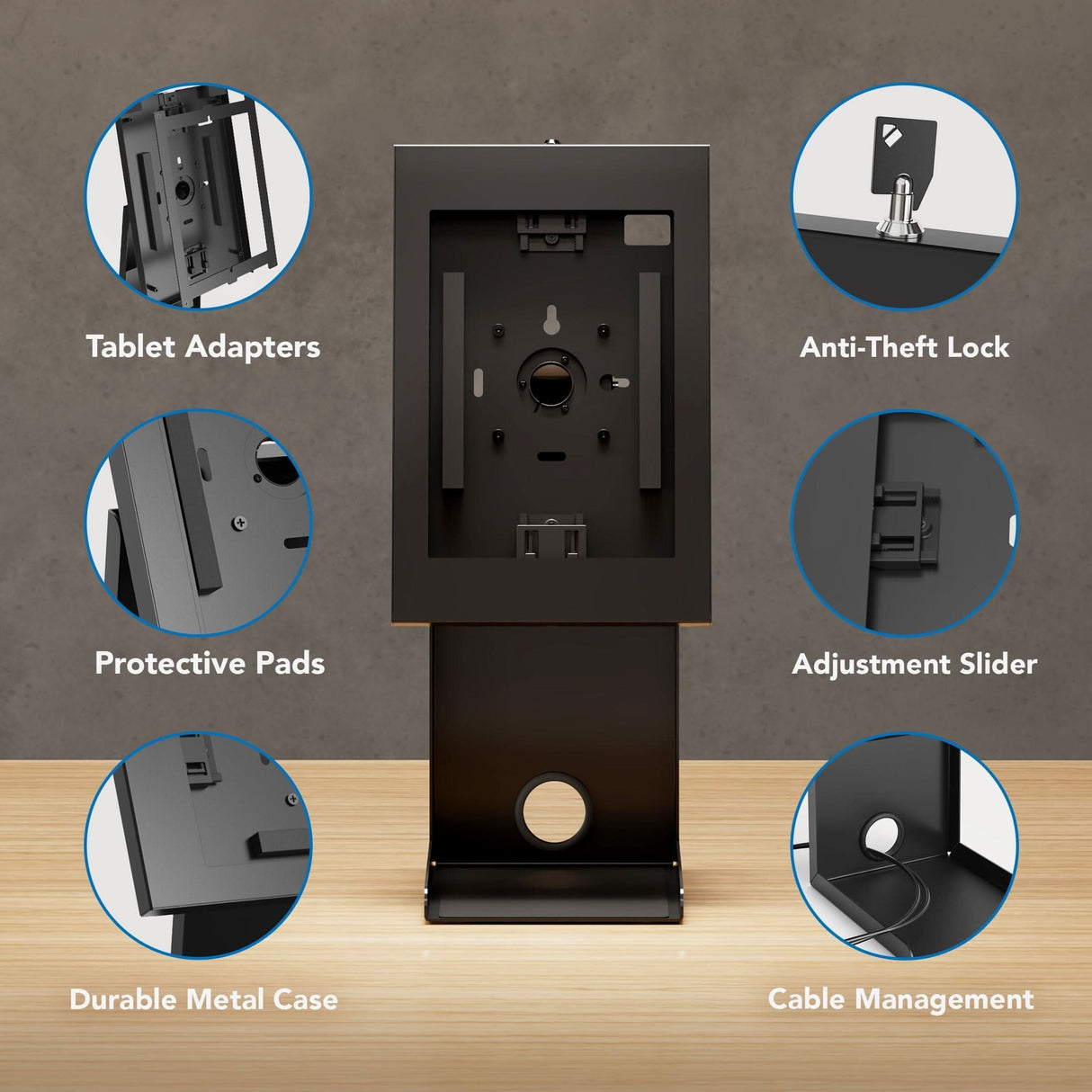 Anti-Theft Tablet Kiosk with Printer Shelf Tablet Stand - Anti-Theft Tablet Kiosk with Printer Shelf - Mount-It! -