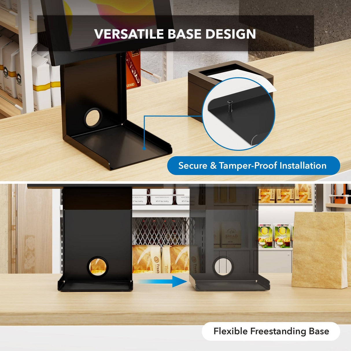 Anti-Theft Tablet Kiosk with Printer Shelf Tablet Stand - Anti-Theft Tablet Kiosk with Printer Shelf - Mount-It! -