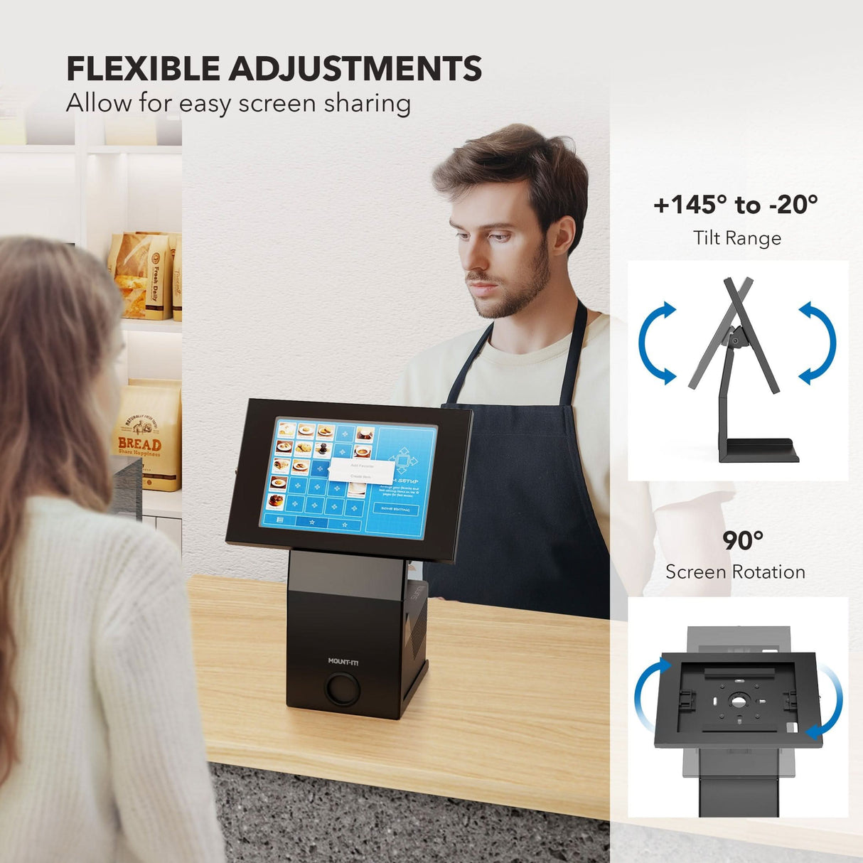 Anti-Theft Tablet Kiosk with Printer Shelf Tablet Stand - Anti-Theft Tablet Kiosk with Printer Shelf - Mount-It! -
