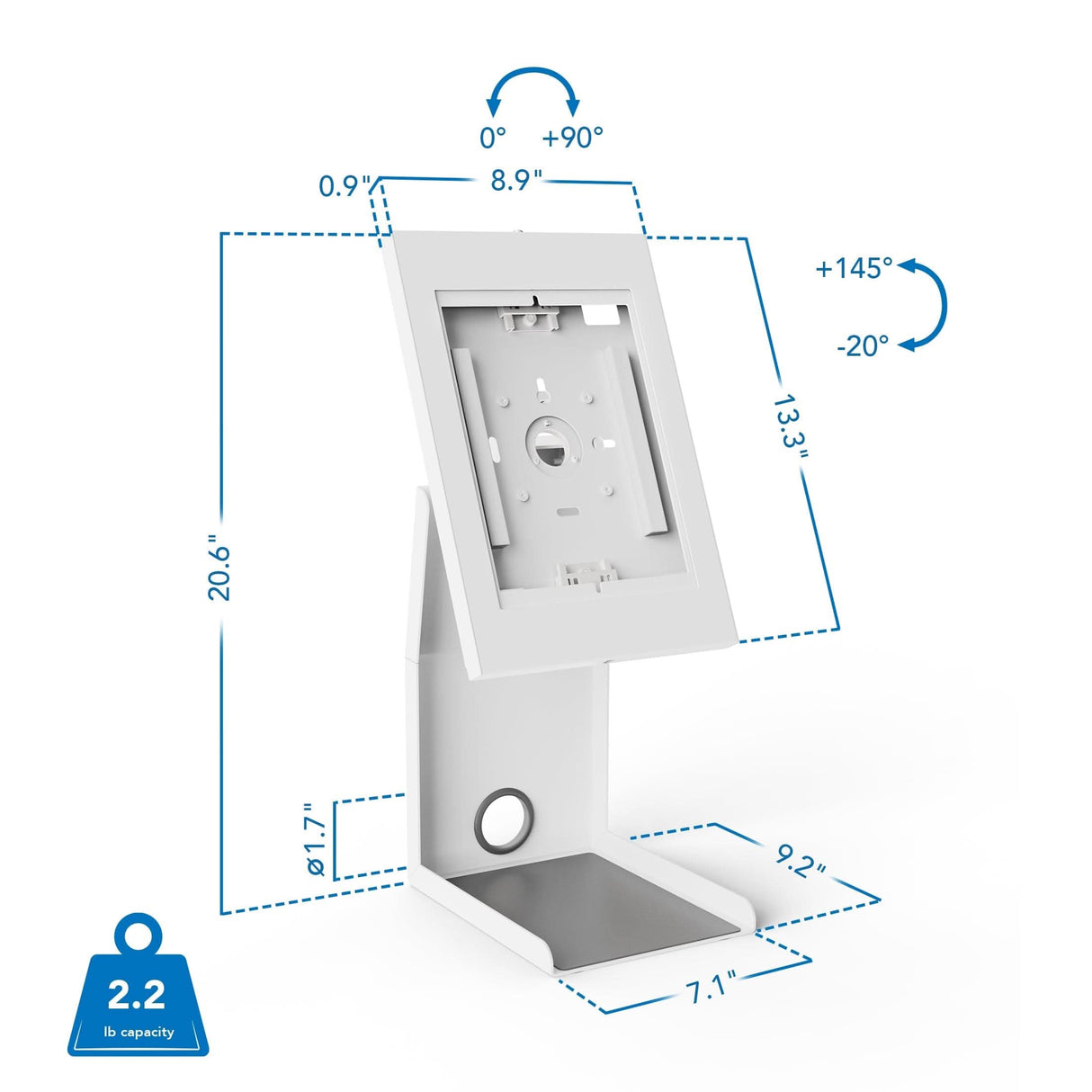 Anti-Theft Tablet Kiosk with Printer Shelf Tablet Stand - Anti-Theft Tablet Kiosk with Printer Shelf - Mount-It! -