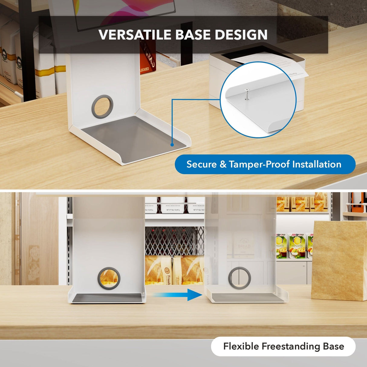 Anti-Theft Tablet Kiosk with Printer Shelf Tablet Stand - Anti-Theft Tablet Kiosk with Printer Shelf - Mount-It! -