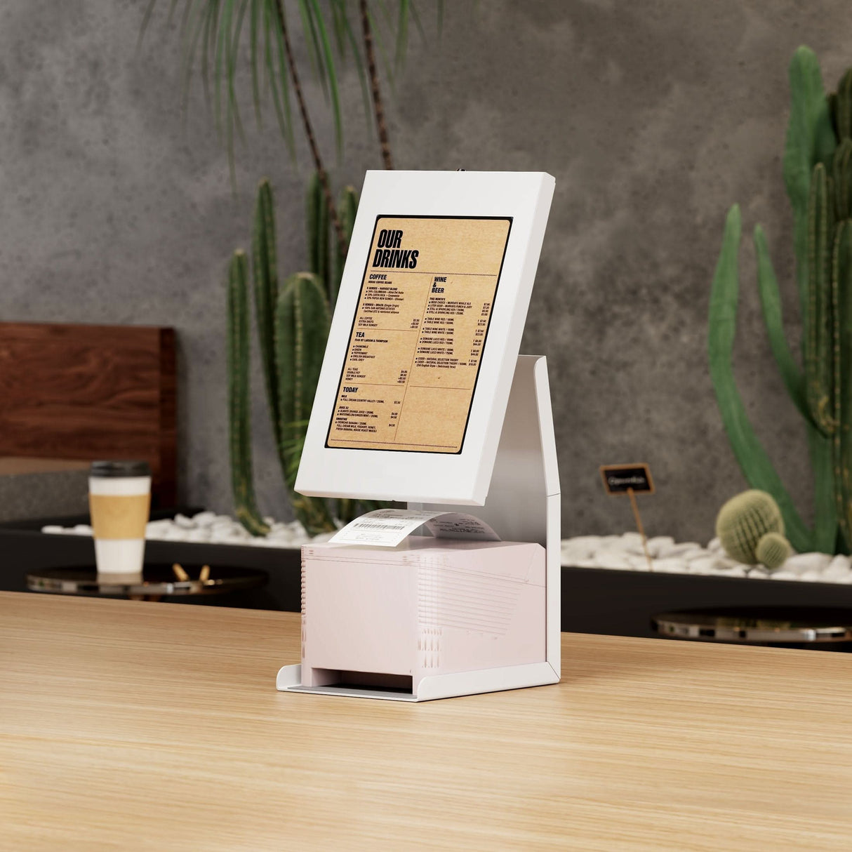 Anti-Theft Tablet Kiosk with Printer Shelf Tablet Stand - Anti-Theft Tablet Kiosk with Printer Shelf - Mount-It! -