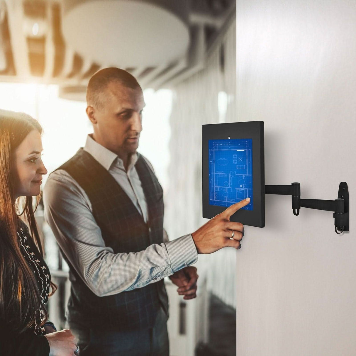 Anti-Theft Tablet Wall Mount with Swing Arm for iPad, iPad Air, iPad Pro Tablet Mount - Anti-Theft Tablet Wall Mount with Swing Arm for iPad, iPad Air, iPad Pro - Mount-It! -