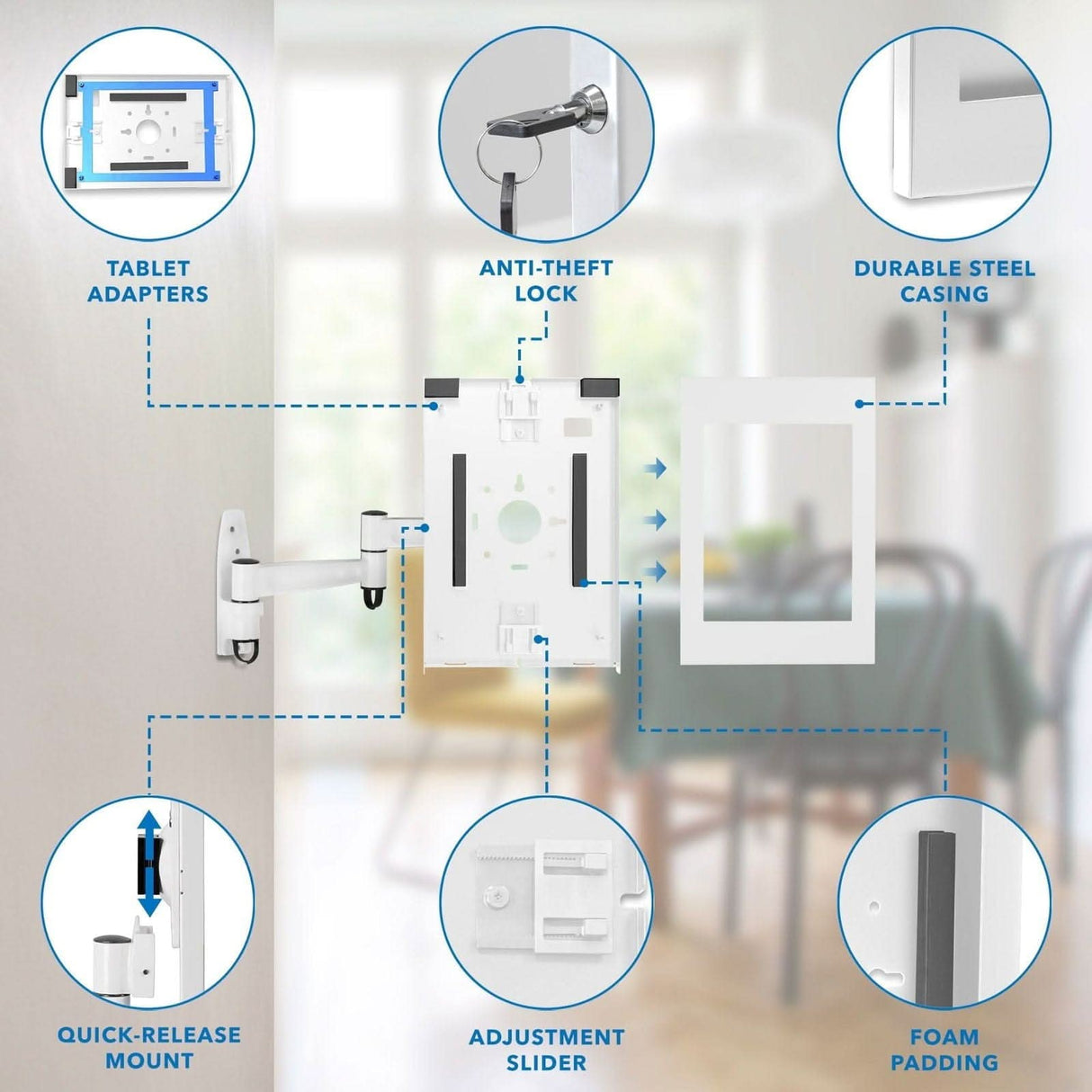 Anti-Theft Tablet Wall Mount with Swing Arm for iPad, iPad Air, iPad Pro Tablet Mount - Anti-Theft Tablet Wall Mount with Swing Arm for iPad, iPad Air, iPad Pro - Mount-It! -