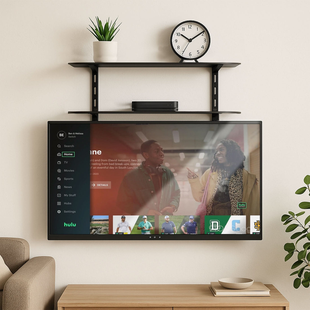 AV Component Shelf For Wall Mounted TV | 2 Tempered Glass Shelves Component Shelves - AV Component Shelf For Wall Mounted TV | 2 Tempered Glass Shelves - Mount-It! - MI-8402