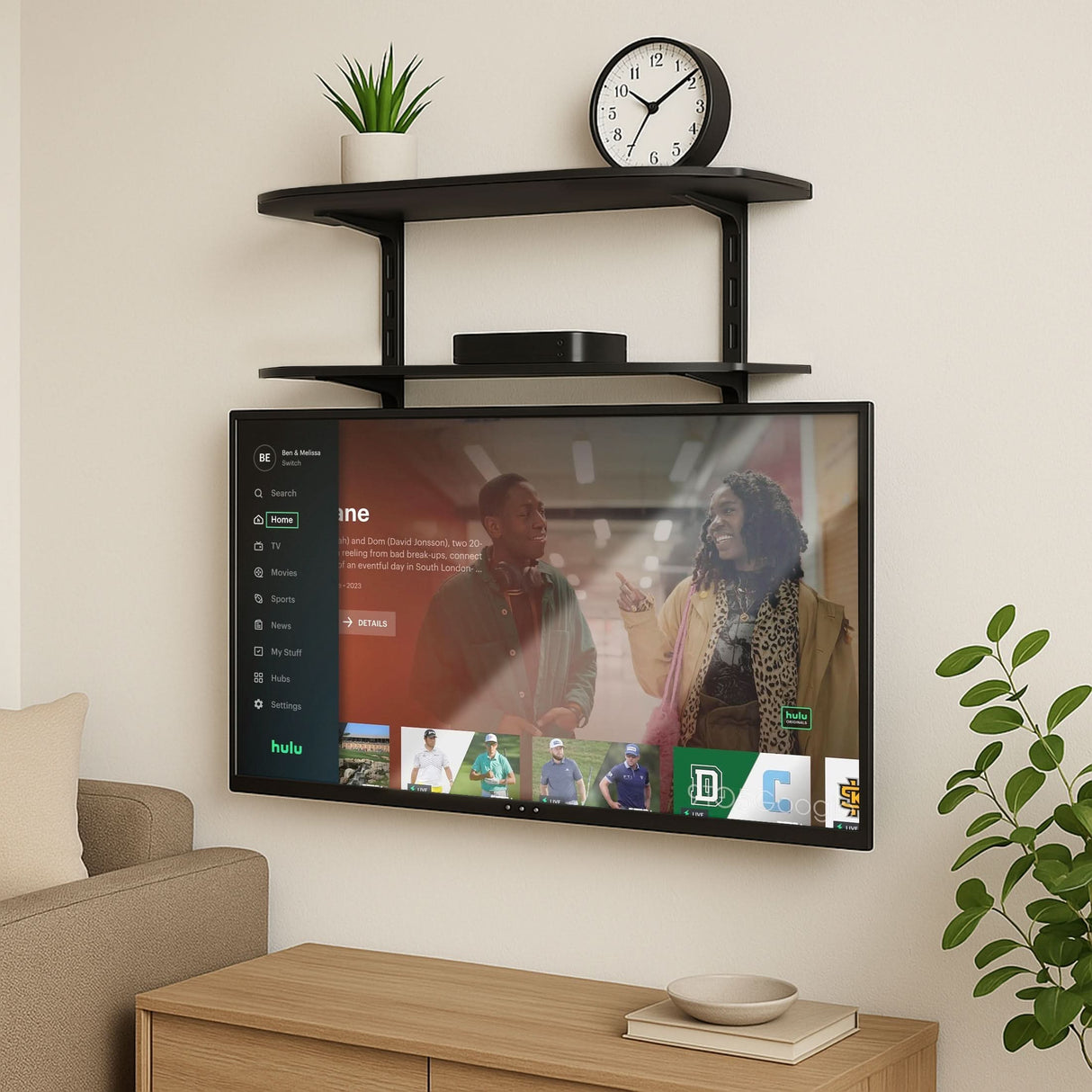 AV Component Shelf For Wall Mounted TV | 2 Tempered Glass Shelves Component Shelves - AV Component Shelf For Wall Mounted TV | 2 Tempered Glass Shelves - Mount-It! - MI-8402