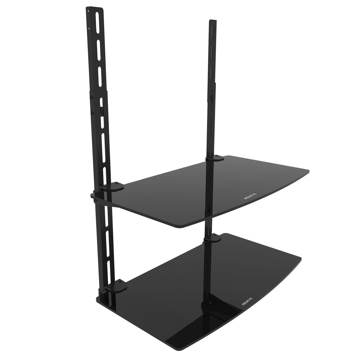 AV Component Shelf For Wall Mounted TV | 2 Tempered Glass Shelves Component Shelves - AV Component Shelf For Wall Mounted TV | 2 Tempered Glass Shelves - Mount-It! - MI-8402