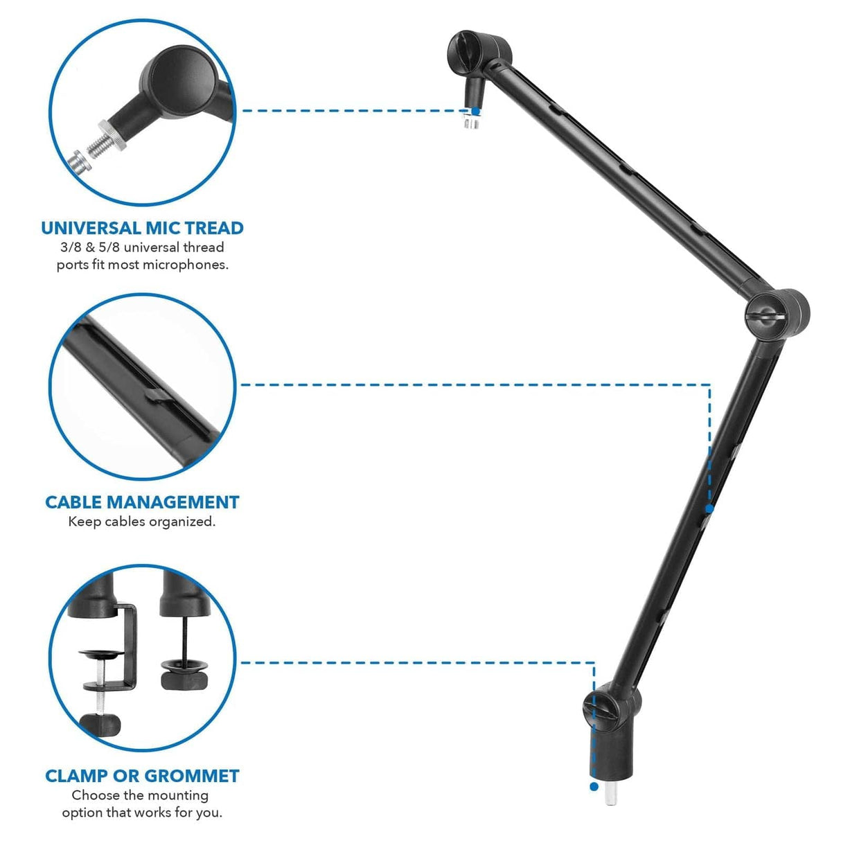 Adjustable Microphone Boom Arm Black Desk Accessories - Adjustable Microphone Boom Arm - Mount-It! - MI-7610