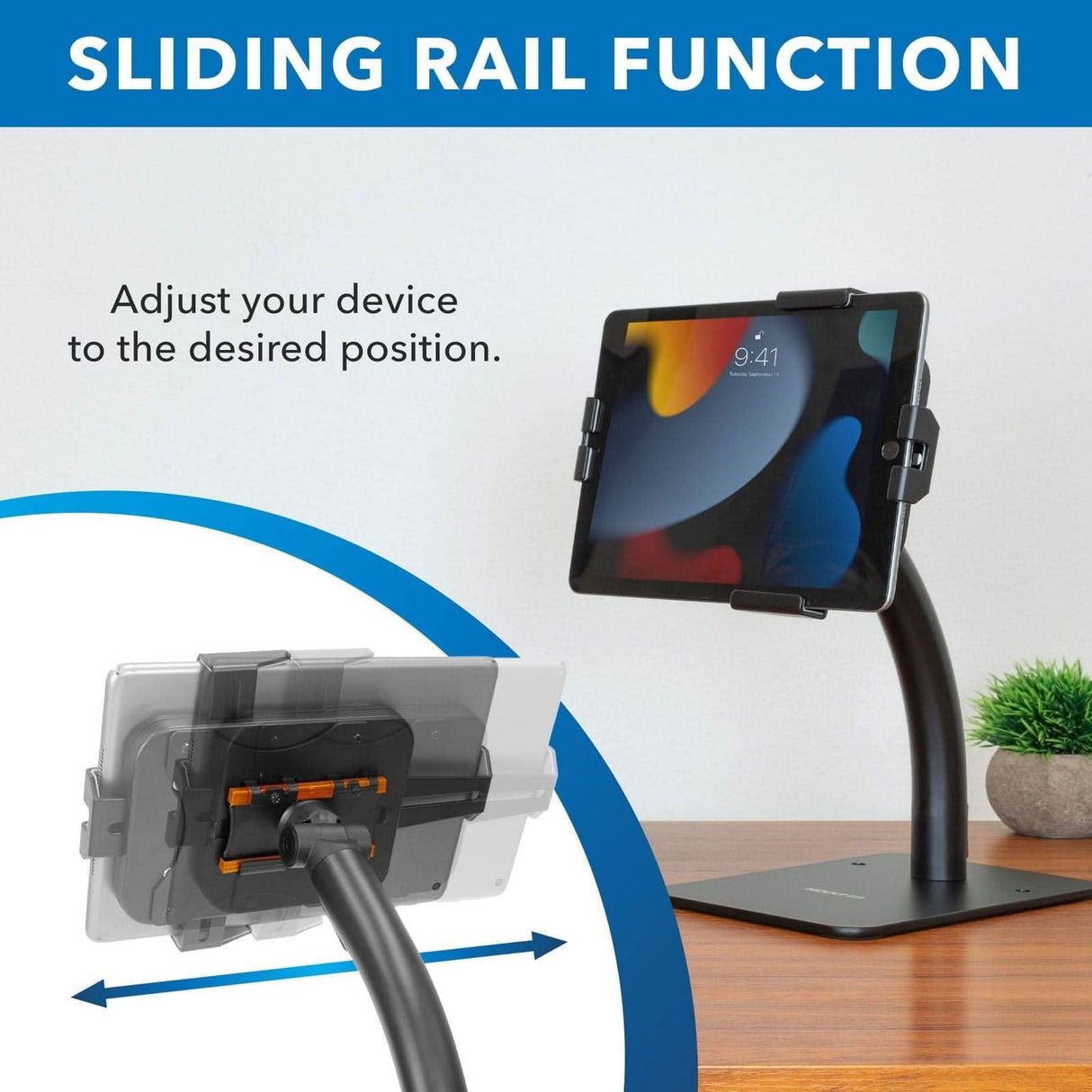 Anti-Theft Tablet Countertop Kiosk Stand Black Tablet Stand - Anti-Theft Tablet Countertop Kiosk Stand - Mount-It! - MI-3871B