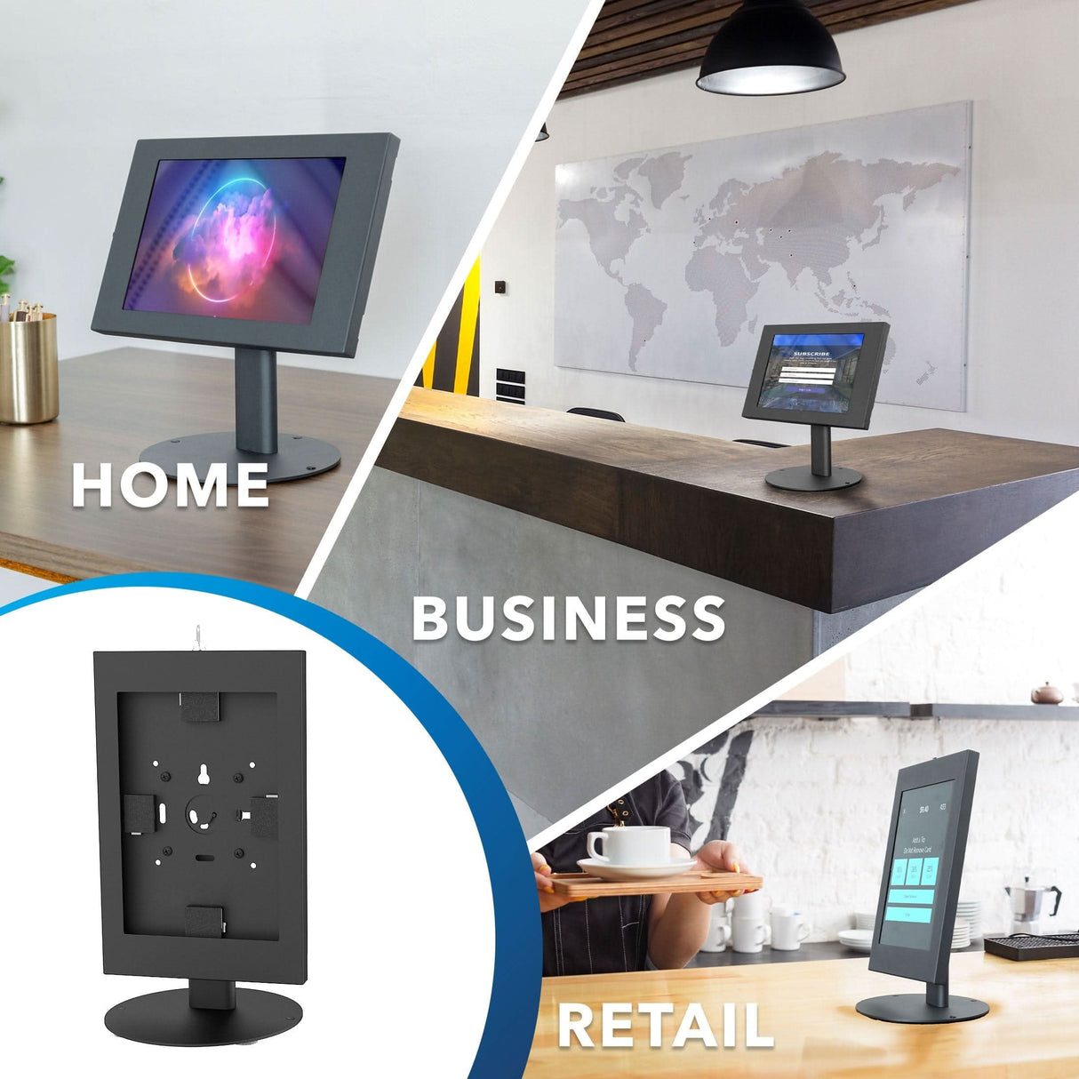 Anti-Theft Tablet Countertop Stand for Samsung Black Tablet Stand - Anti-Theft Tablet Countertop Stand for Samsung - Mount-It! - MI-3885B