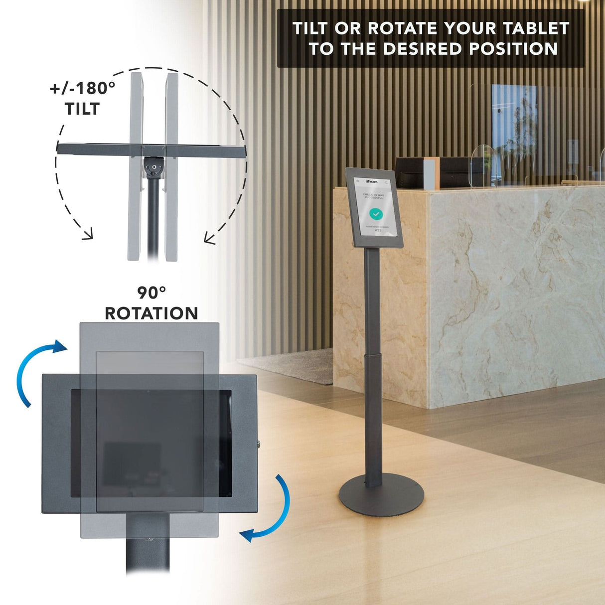 Anti-Theft Tablet Floor Stand for Samsung Black Tablet Stand - Anti-Theft Tablet Floor Stand for Samsung - Mount-It! - MI-3886B