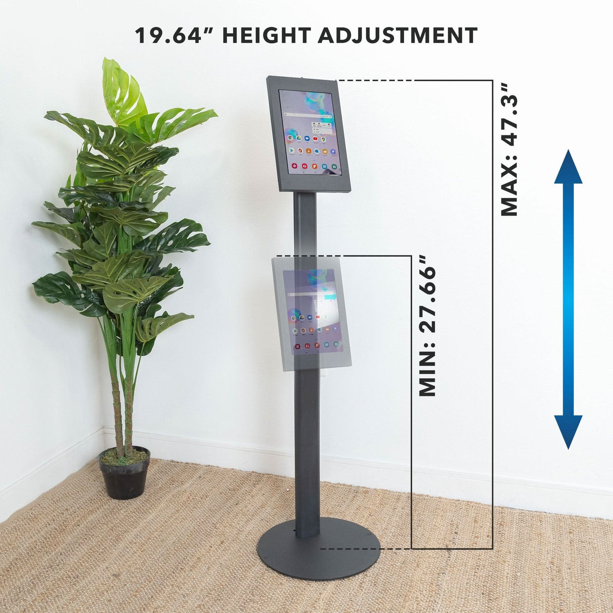 Anti-Theft Tablet Floor Stand for Samsung Black Tablet Stand - Anti-Theft Tablet Floor Stand for Samsung - Mount-It! - MI-3886B