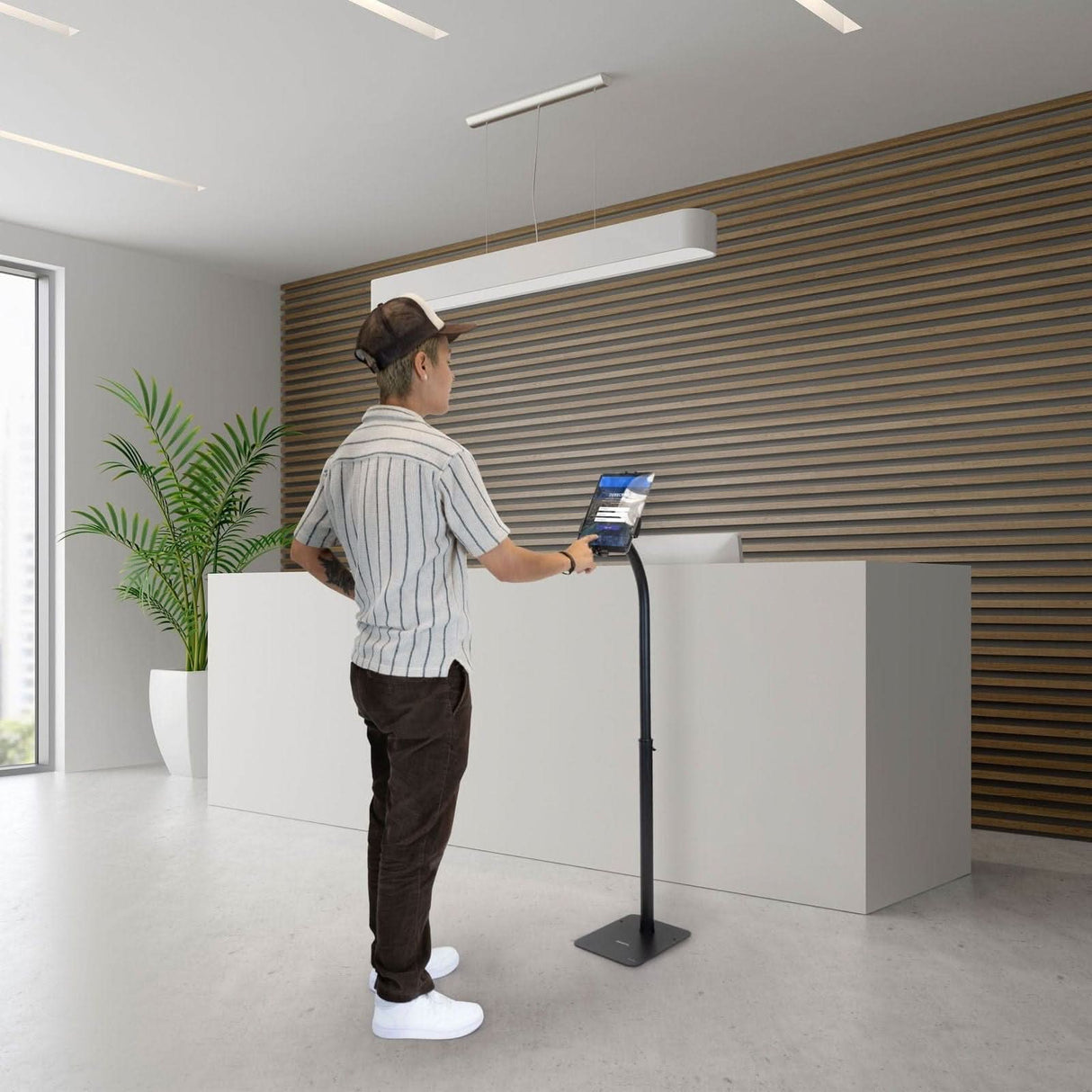 Anti-Theft Tablet Floor Stand Black Tablet Stand - Anti-Theft Tablet Floor Stand - Mount-It! - MI-3870B