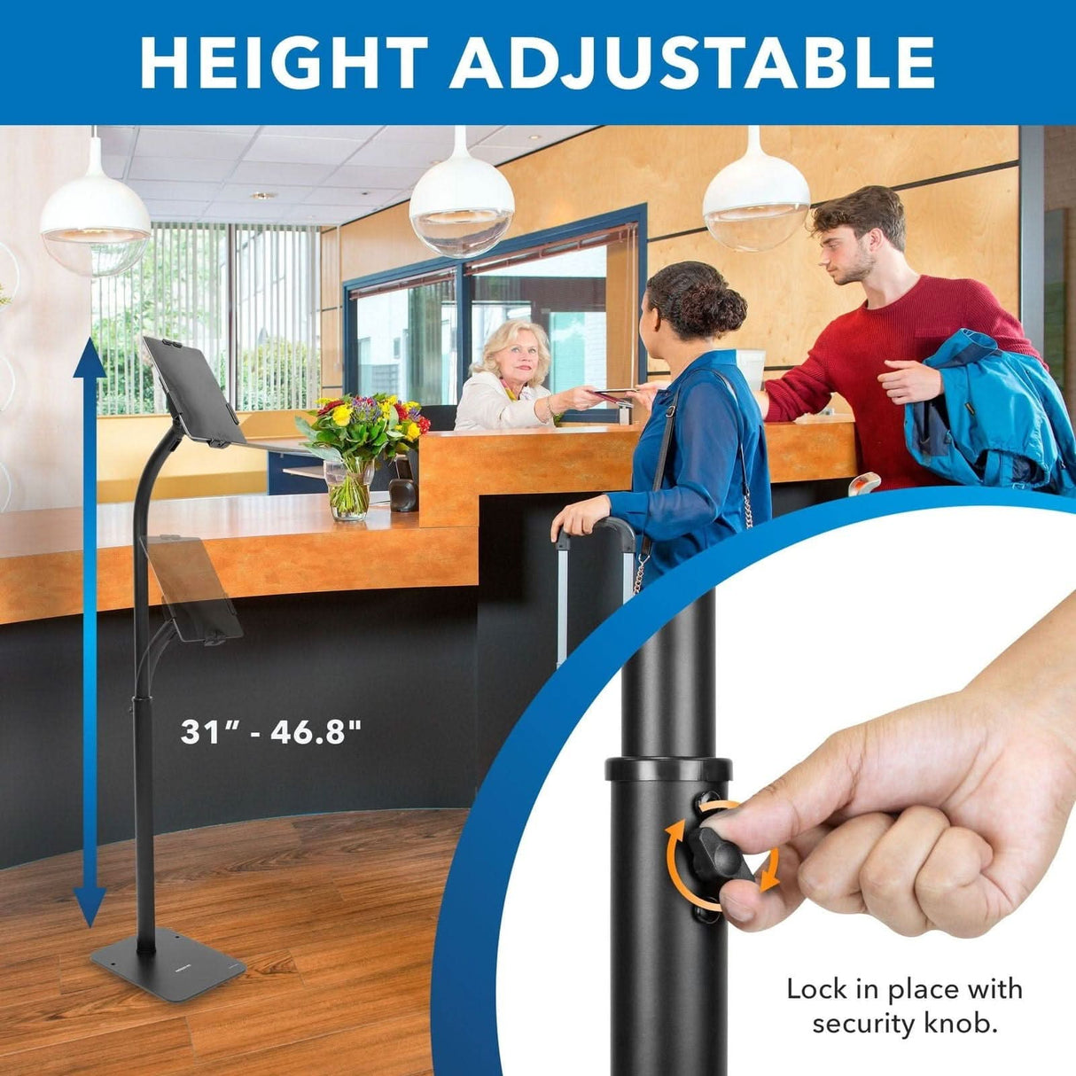 Anti-Theft Tablet Floor Stand Black Tablet Stand - Anti-Theft Tablet Floor Stand - Mount-It! - MI-3870B