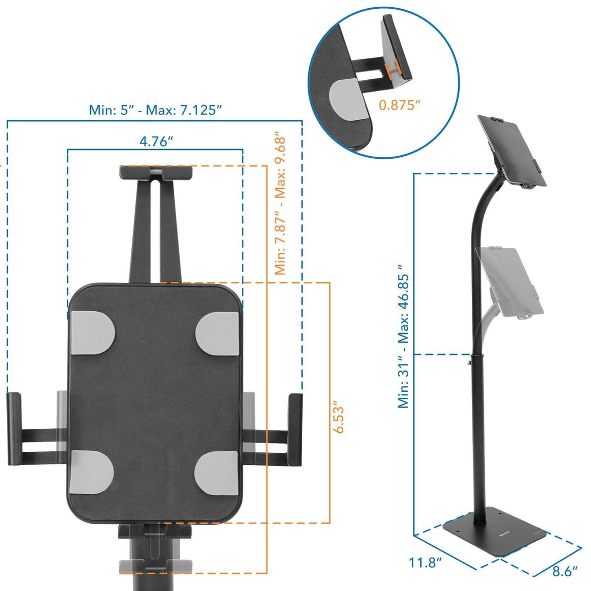Anti-Theft Tablet Floor Stand Black Tablet Stand - Anti-Theft Tablet Floor Stand - Mount-It! - MI-3870B