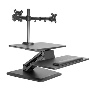 Black Desk Converters - Compact Dual Monitor Standing Desk Converter - Mount-It! - MI-7914 Black Desk Converters - Compact Dual Monitor Standing Desk Converter - Mount-It! - MI-7914