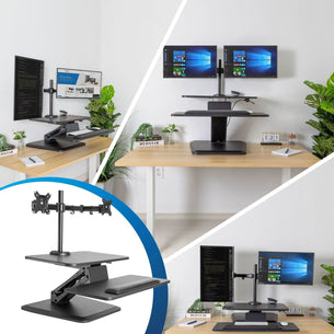 Black Desk Converters - Compact Dual Monitor Standing Desk Converter - Mount-It! - MI-7914 Black Desk Converters - Compact Dual Monitor Standing Desk Converter - Mount-It! - MI-7914
