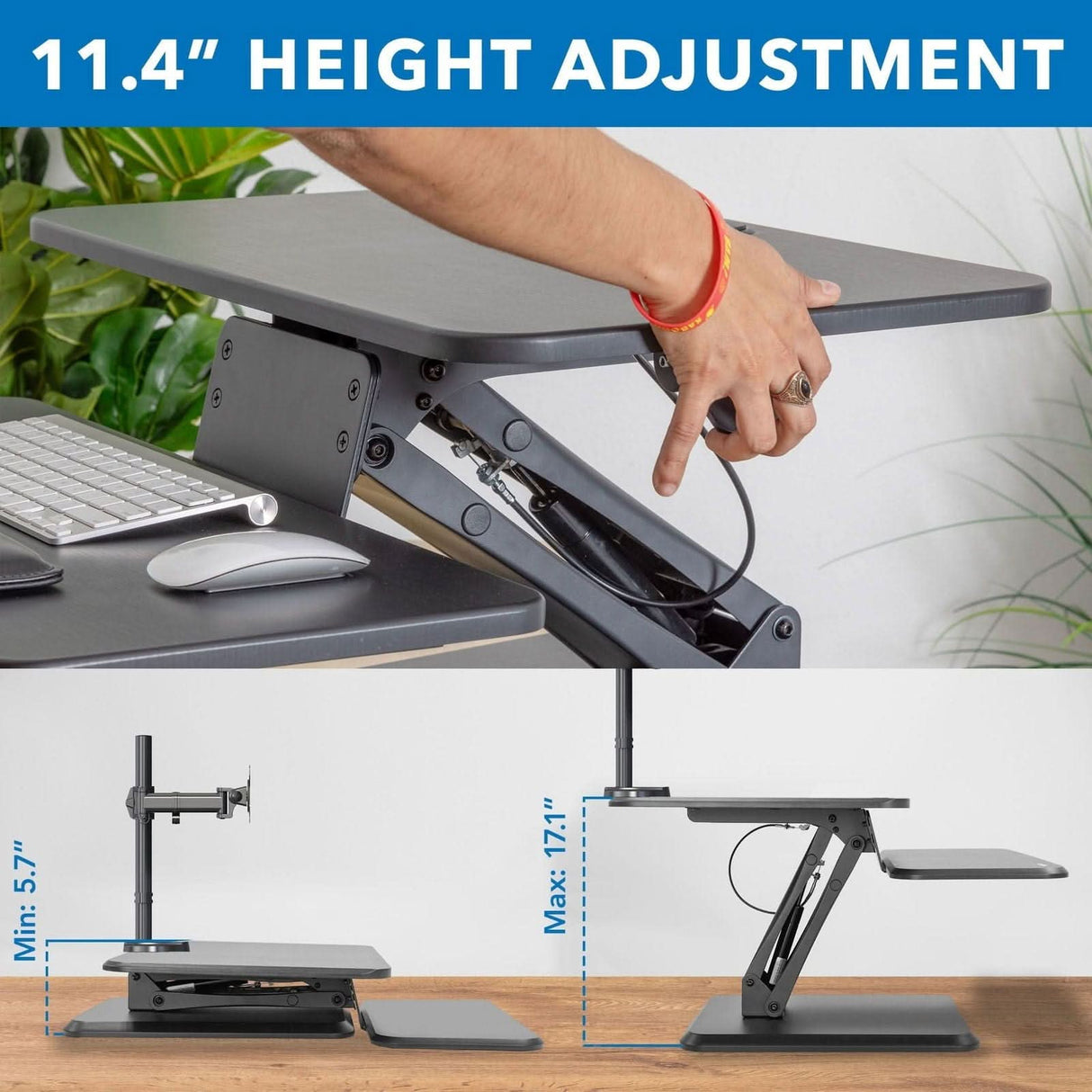 Compact Dual Monitor Standing Desk Converter Black Desk Converters - Compact Dual Monitor Standing Desk Converter - Mount-It! - MI-7914