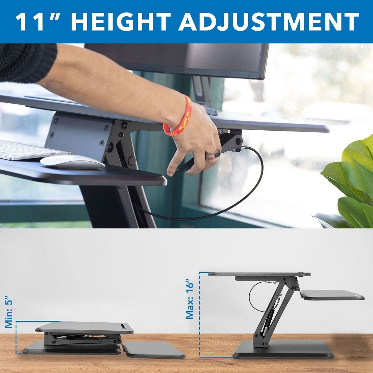 Compact Standing Desk Converter Black Desk Converters - Compact Standing Desk Converter - Mount-It! - MI-7957