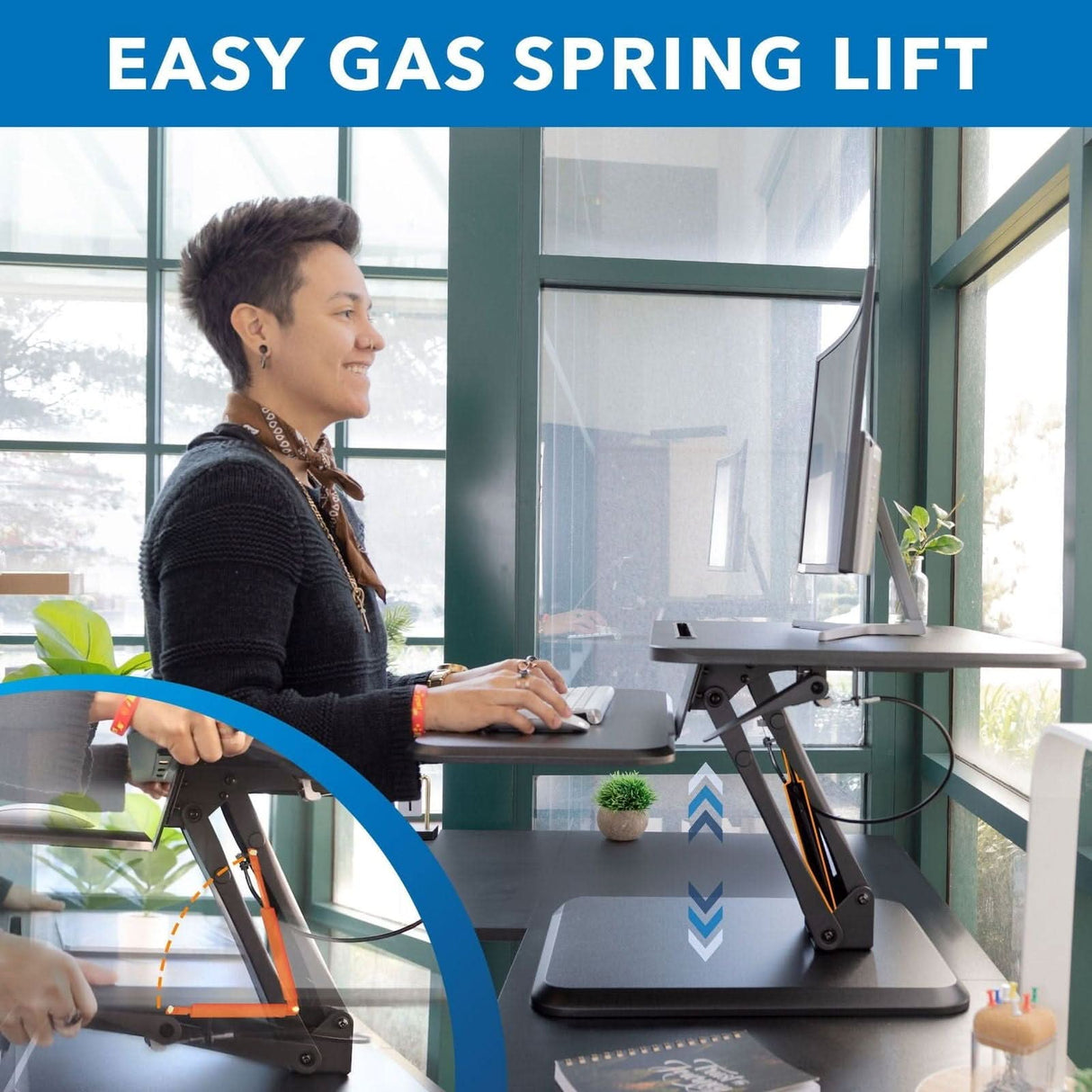 Compact Standing Desk Converter Black Desk Converters - Compact Standing Desk Converter - Mount-It! - MI-7957