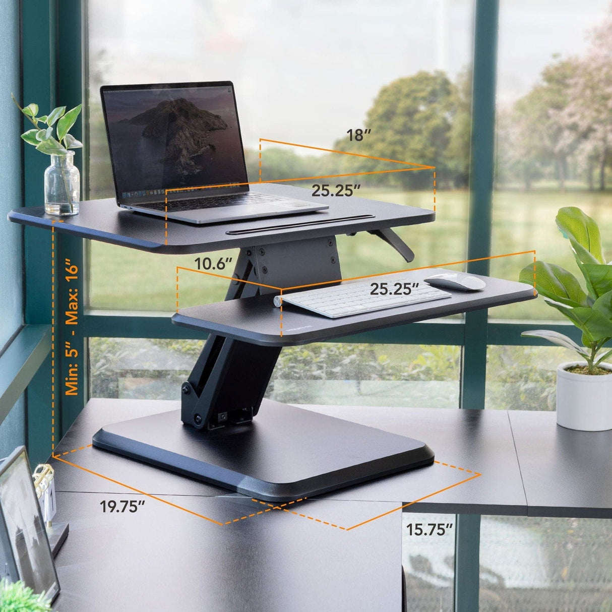 Compact Standing Desk Converter Black Desk Converters - Compact Standing Desk Converter - Mount-It! - MI-7957