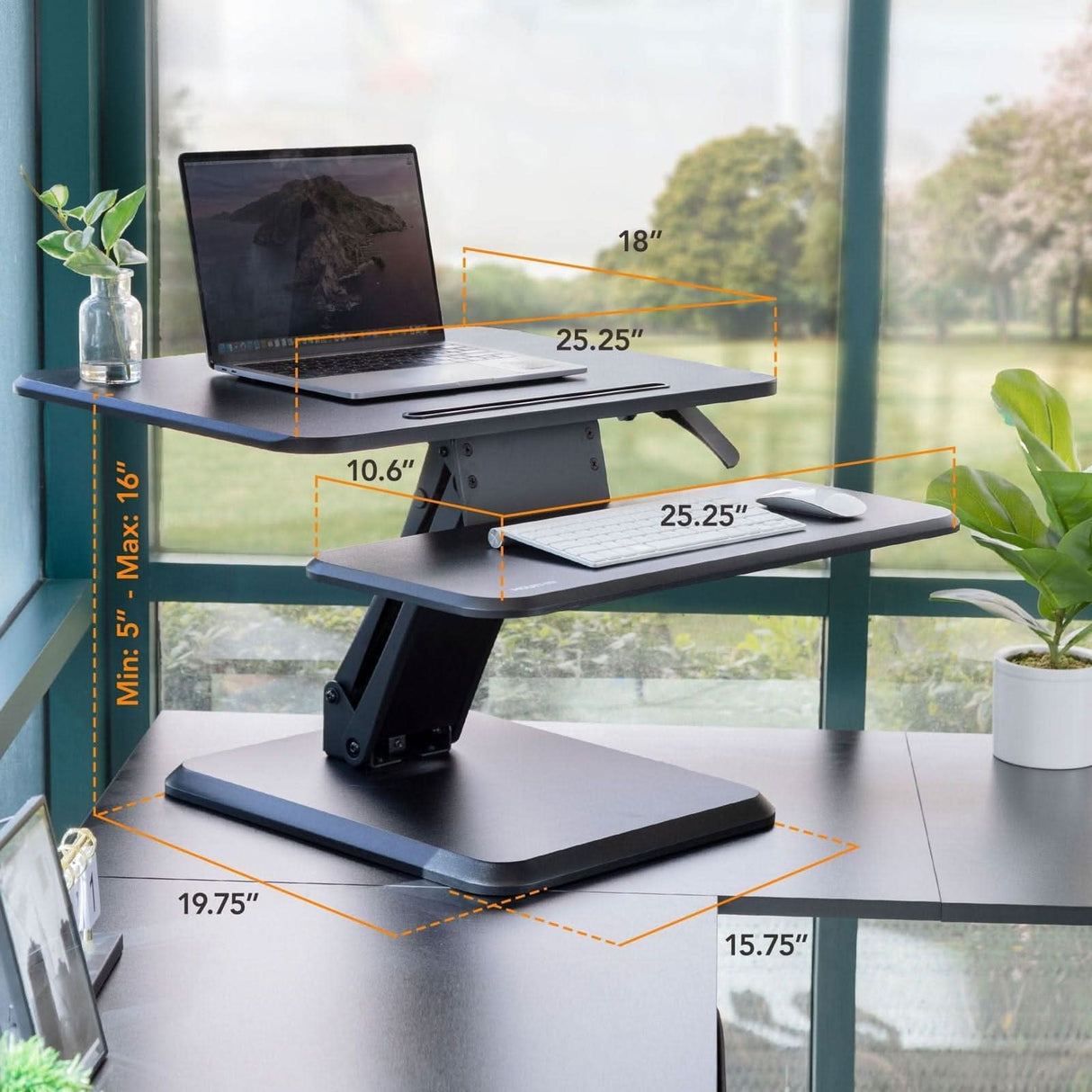 Compact Standing Desk Converter Black Desk Converters - Compact Standing Desk Converter - Mount-It! - MI-7957