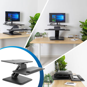 Black Desk Converters - Compact Standing Desk Converter with Gas Spring Arm - Mount-It! - MI-7916 Black Desk Converters - Compact Standing Desk Converter with Gas Spring Arm - Mount-It! - MI-7916
