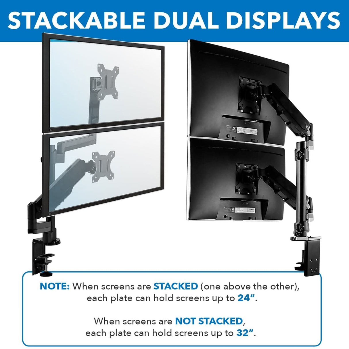 Dual Monitor Desk Mount Black Monitor Mount - Dual Monitor Desk Mount - Mount-It! - MI-4762