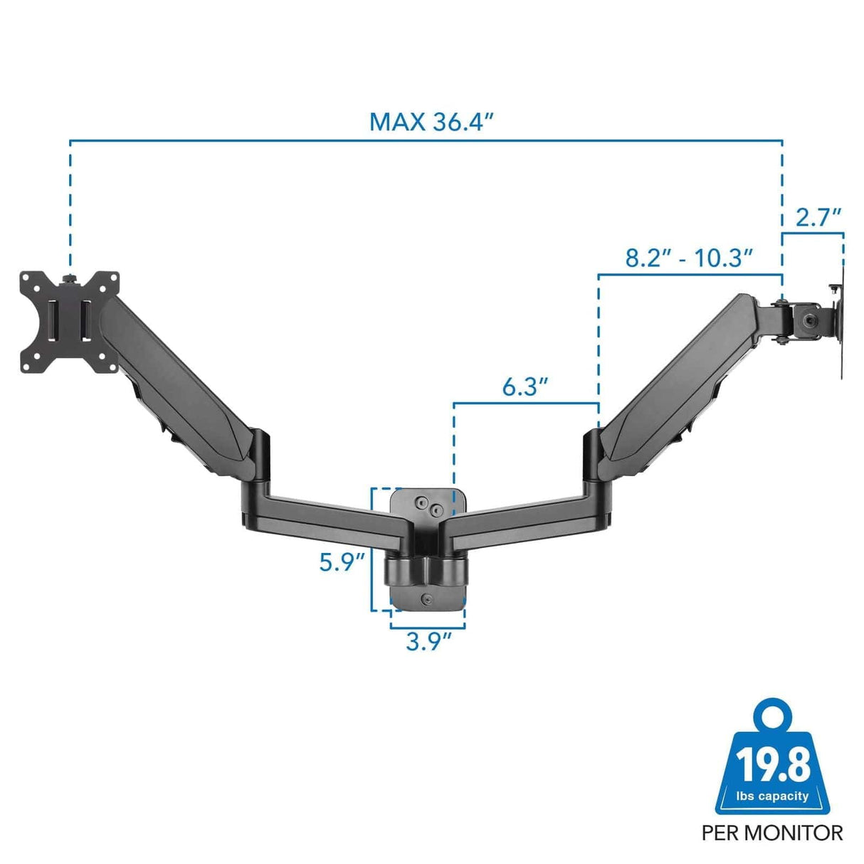 Dual Monitor Wall Mount Black Monitor Mount - Dual Monitor Wall Mount - Mount-It! - MI-1766B