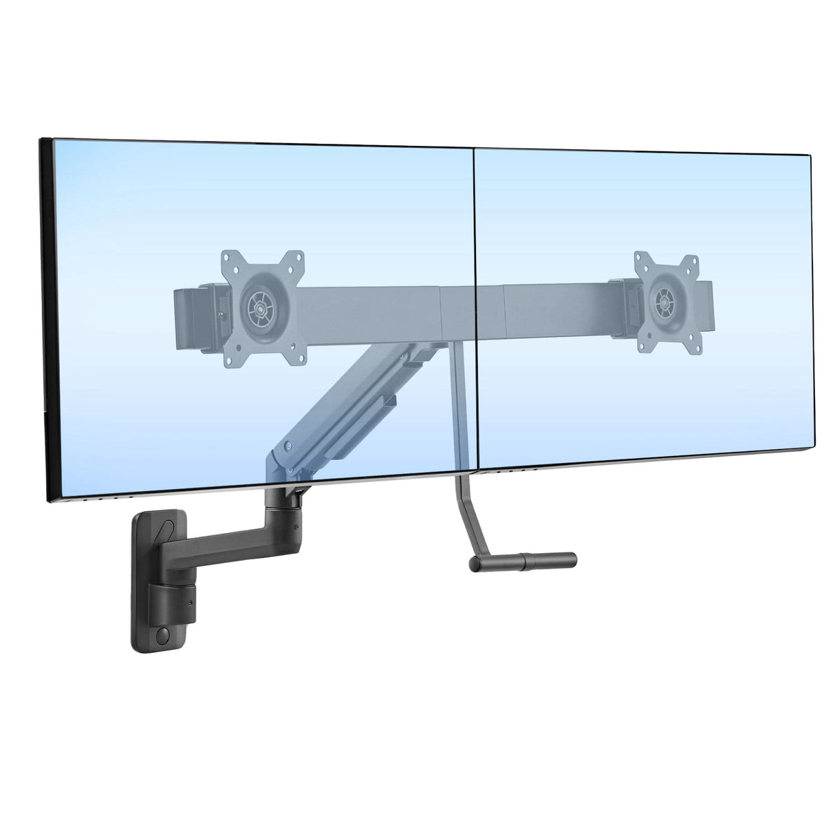 Dual Monitor Wall Mount with Gas Spring Arm and Crossbar Black Monitor Mount - Dual Monitor Wall Mount with Gas Spring Arm and Crossbar - Mount-It! - MI-12010