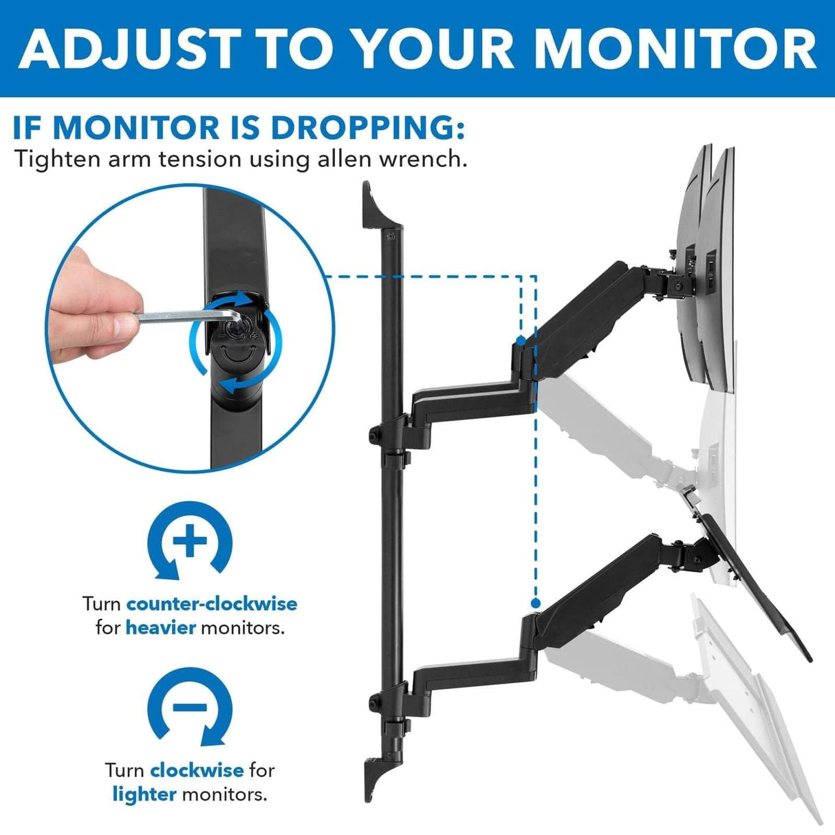 Dual Monitor Wall Mount Workstation Black Wall Mounted Desk - Dual Monitor Wall Mount Workstation - Mount-It! - MI-7992