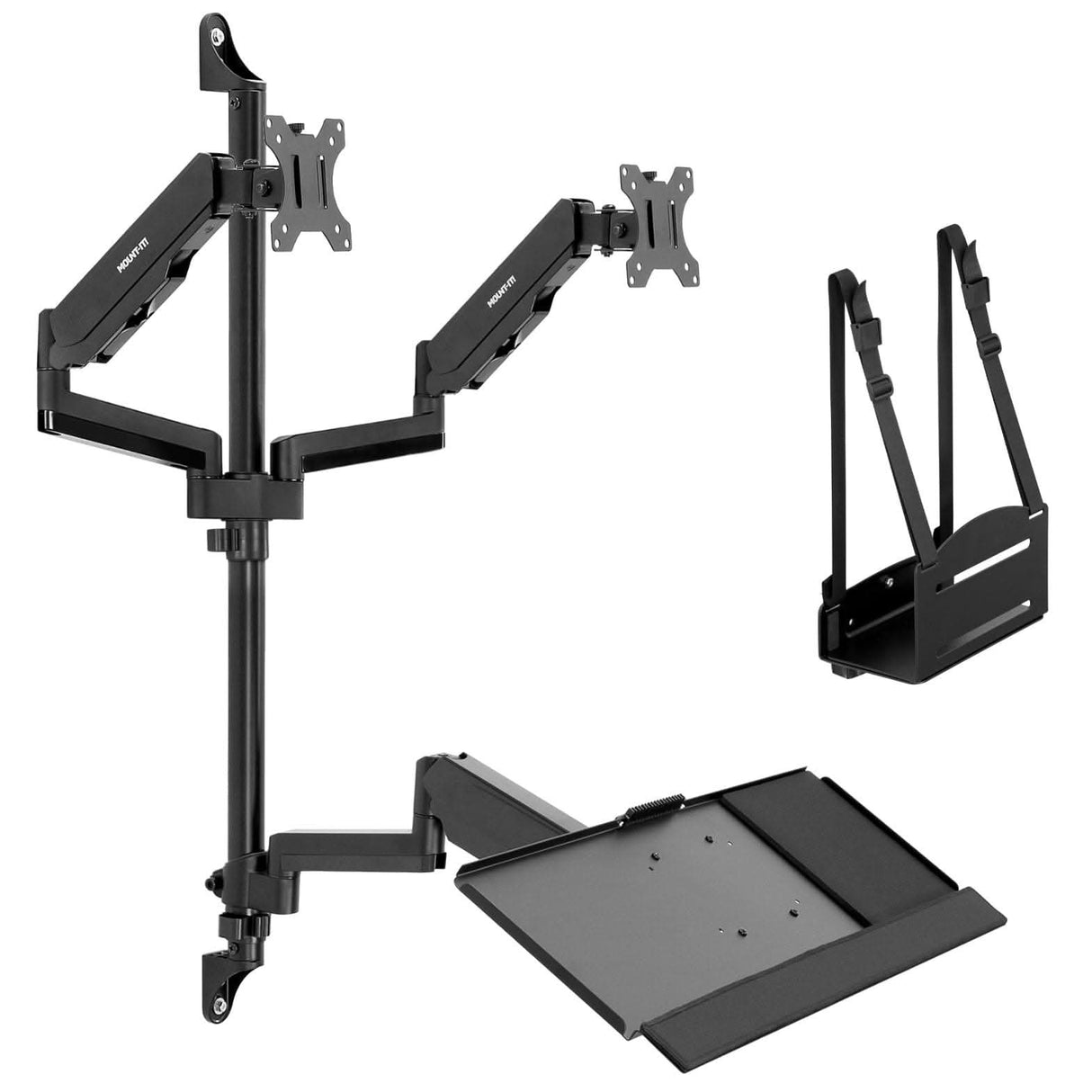 Dual Monitor Wall Mount Workstation Black Wall Mounted Desk - Dual Monitor Wall Mount Workstation - Mount-It! - MI-7992
