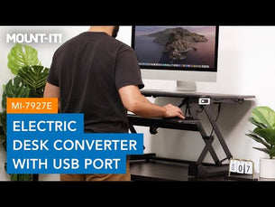 Black Desk Converters - Electric Desk Converter with Built-In USB Port - Mount-It! - MI-7927E Black Desk Converters - Electric Desk Converter with Built-In USB Port - Mount-It! - MI-7927E