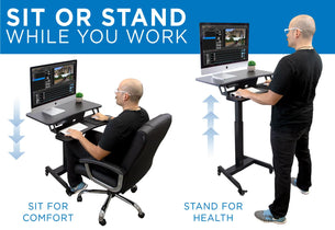 Black Mobile Standing Desk - Electric Mobile Standing Desk - Mount-It! - MI-7982 Black Mobile Standing Desk - Electric Mobile Standing Desk - Mount-It! - MI-7982
