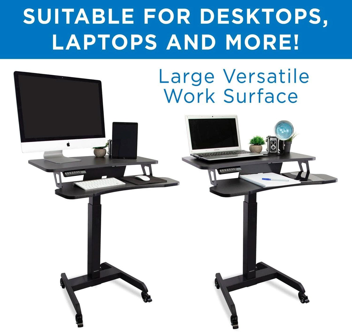 Electric Mobile Standing Desk Black Mobile Standing Desk - Electric Mobile Standing Desk - Mount-It! - MI-7982