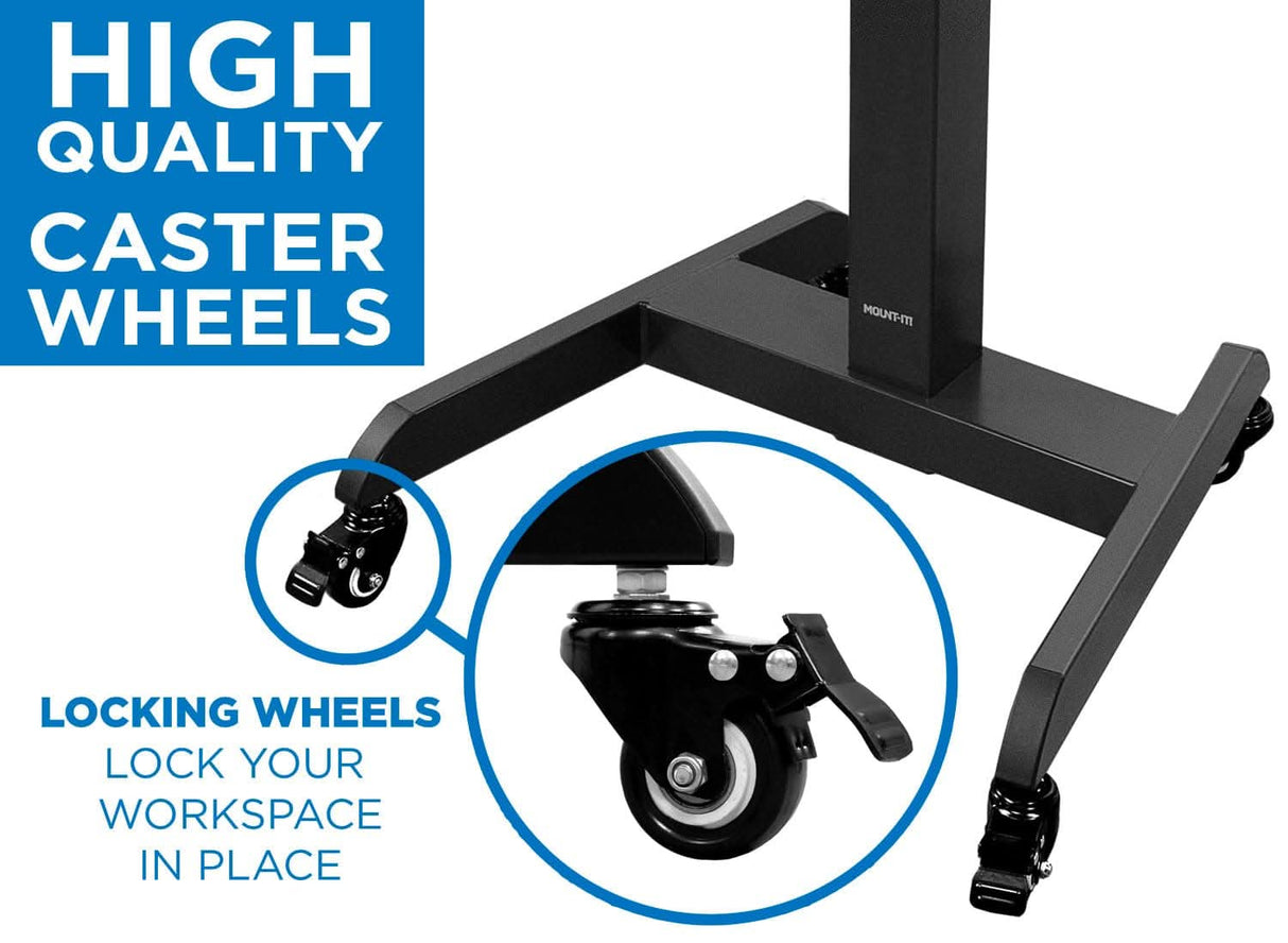 Electric Mobile Standing Desk Black Mobile Standing Desk - Electric Mobile Standing Desk - Mount-It! - MI-7982
