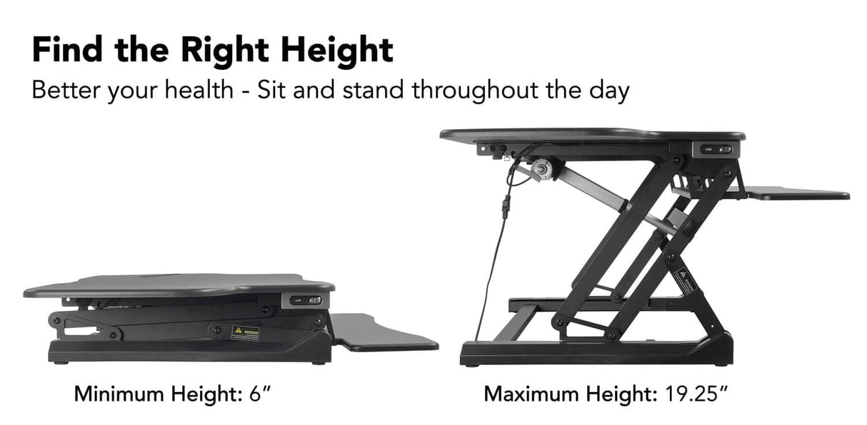 Electric Standing Desk Converter with Large Platform Black Desk Converters - Electric Standing Desk Converter with Large Platform | MI-7962 - Mount-It! - MI-7962