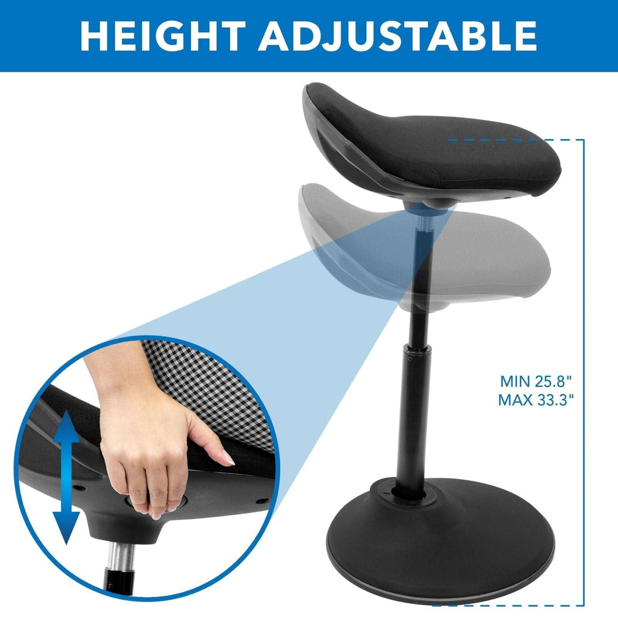 Ergonomic Sit Stand Stool Black Desk Accessories - Ergonomic Sit Stand Stool - Mount-It! - MI-931