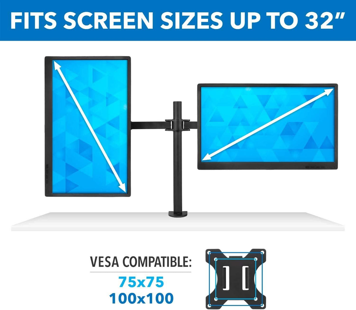 Full Motion Dual Monitor Desk Mount, Fits 32" Monitors Black Monitor Mount - Full Motion Dual Monitor Desk Mount, Fits 32" Monitors - Mount-It! - MI-2752L