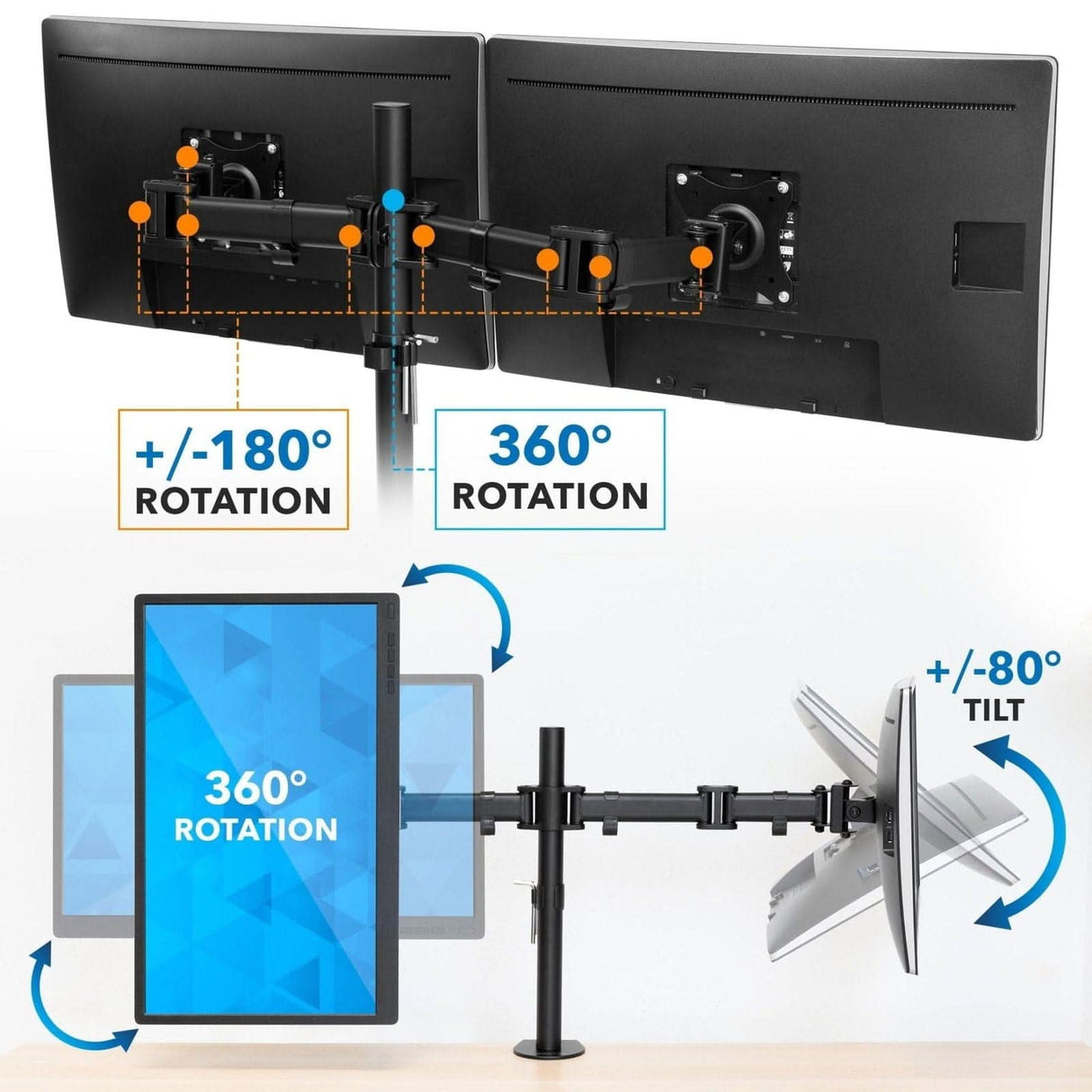 Full Motion Dual Monitor Desk Mount Black Monitor Mount - Full Motion Dual Monitor Desk Mount - Mount-It! - MI-1752